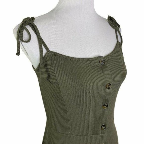 Topshop  Ribbed Button Up Tie Shoulders Mini Dress - Picture 5 of 10